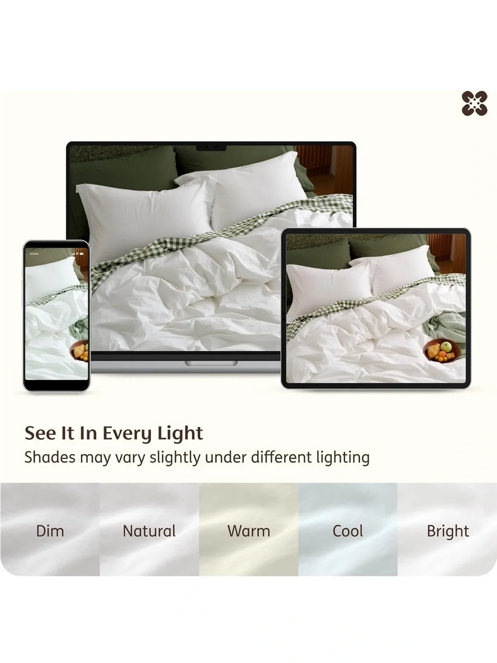 NEW Bedsure PureWoven 100% Washed Cotton Duvet Cover Set, Queen Size, 3-PC